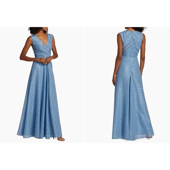 Talbot Runhof Metallic Voile Sleeveless Gown Size US 12 $1695 - Picture 2 of 9